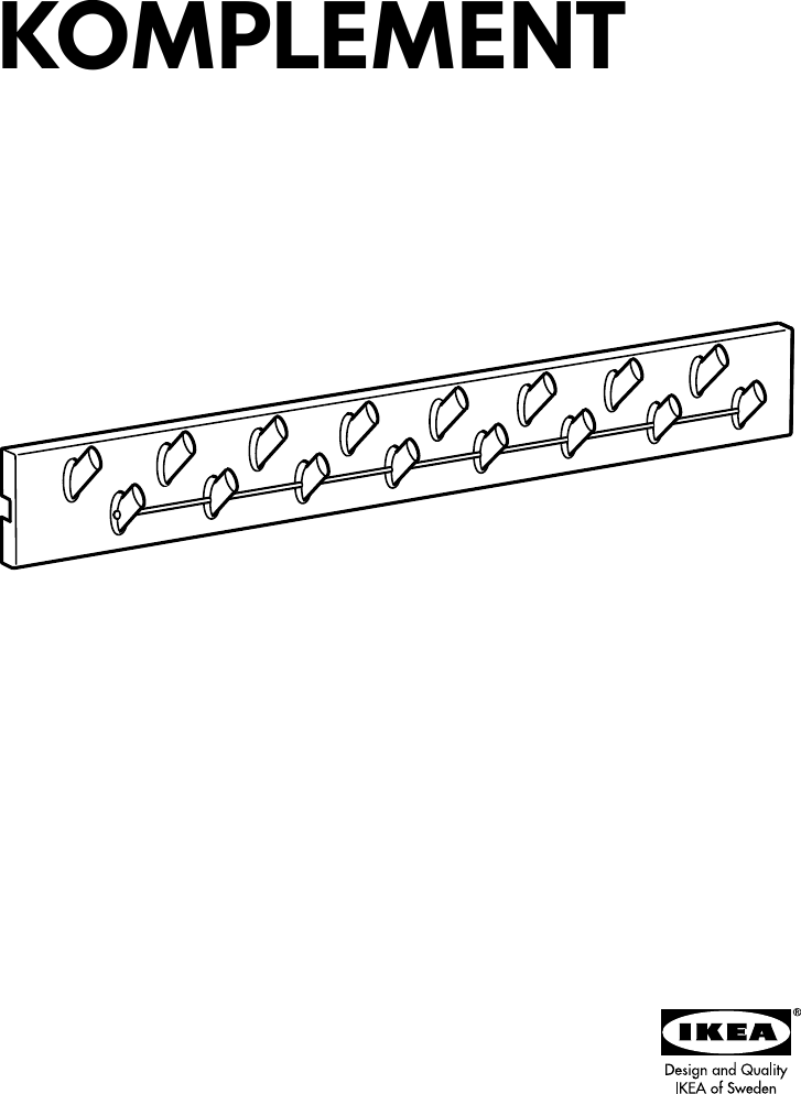 Page 1 of 4 - Ikea Ikea-Komplement-Rack-W-16-Hooks-Assembly-Instruction