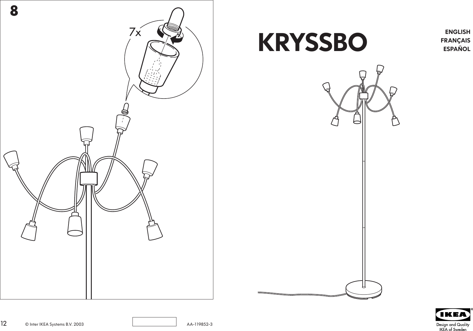 Page 1 of 6 - Ikea Ikea-Kryssbo-Aa-119852-3-Users-Manual-  Ikea-kryssbo-aa-119852-3-users-manual