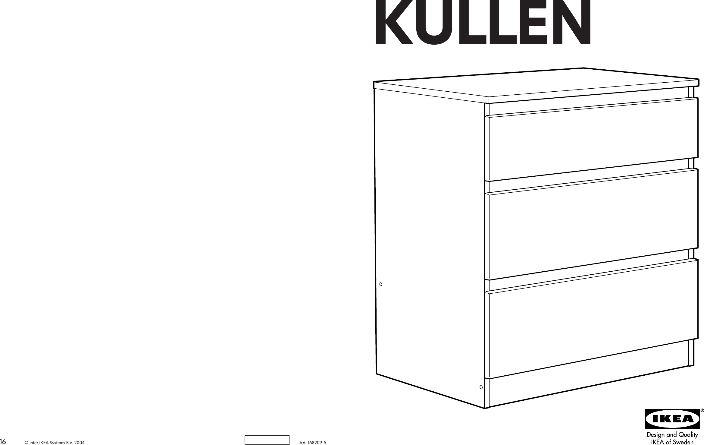 Page 1 of 8 - Ikea Ikea-Kullen-Chest-W-3Drawers-28X28-Assembly-Instruction