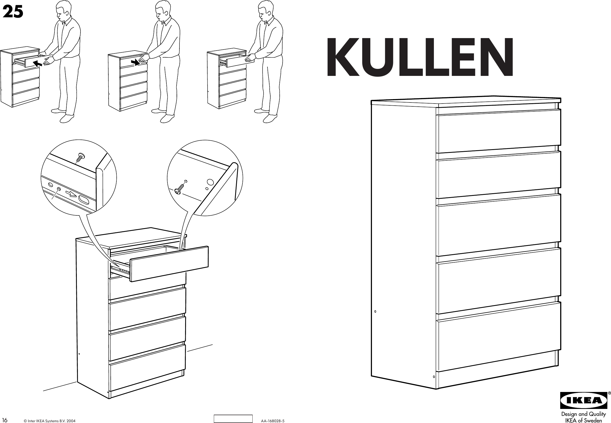 Page 1 of 8 - Ikea Ikea-Kullen-Chest-W-5Drawers-28X44-Assembly-Instruction
