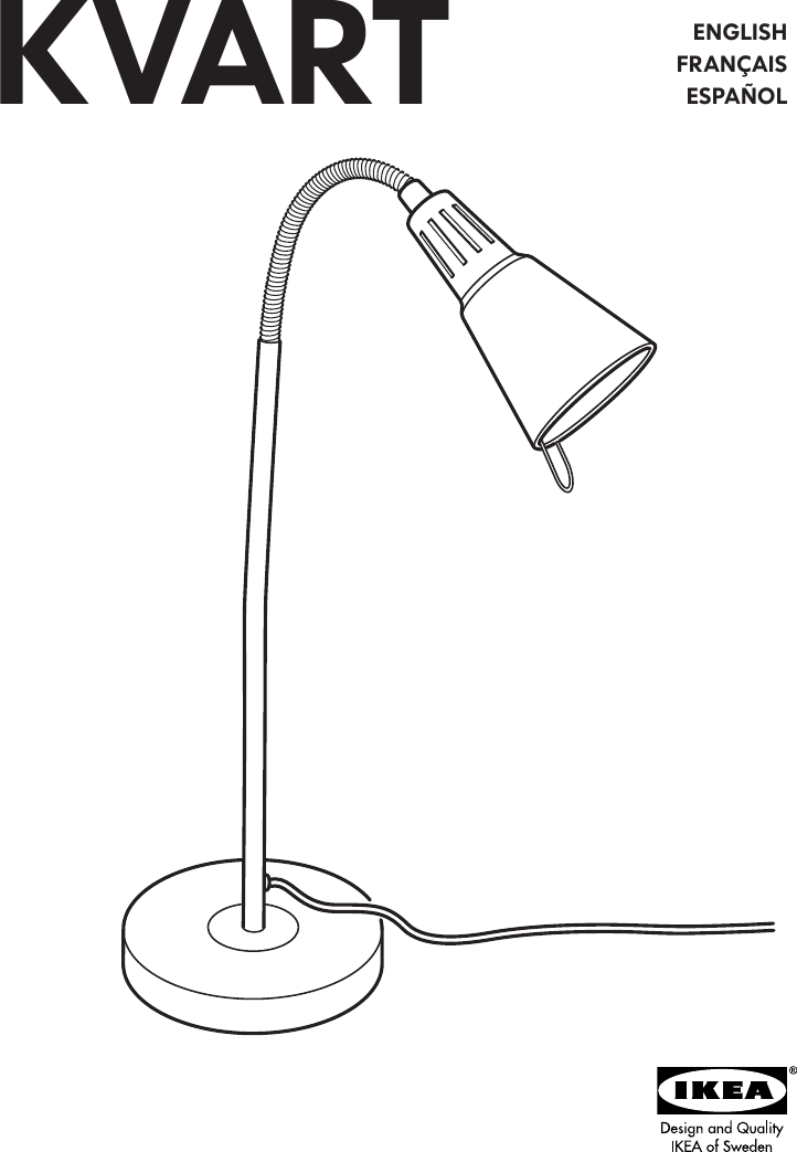 Page 1 of 4 - Ikea Ikea-Kvart-Work-Lamp-Assembly-Instruction