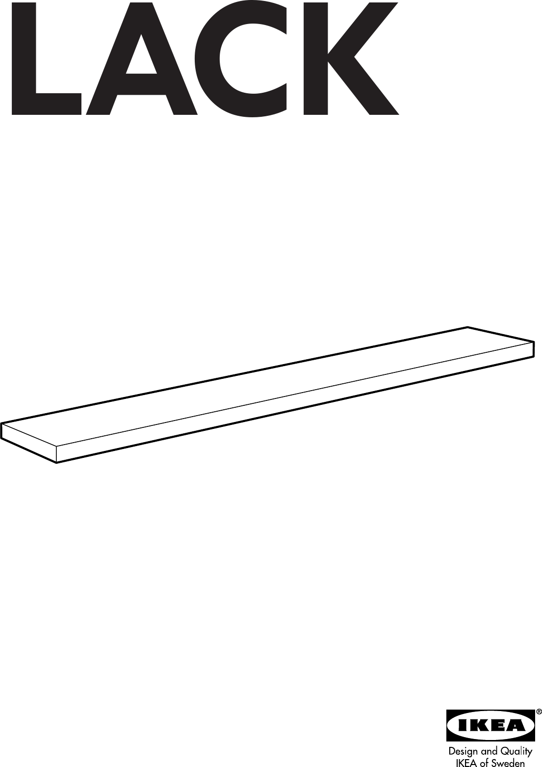 Page 1 of 4 - Ikea Ikea-Lack-Wall-Shelf-74-3-4X10-1-4-Assembly-Instruction