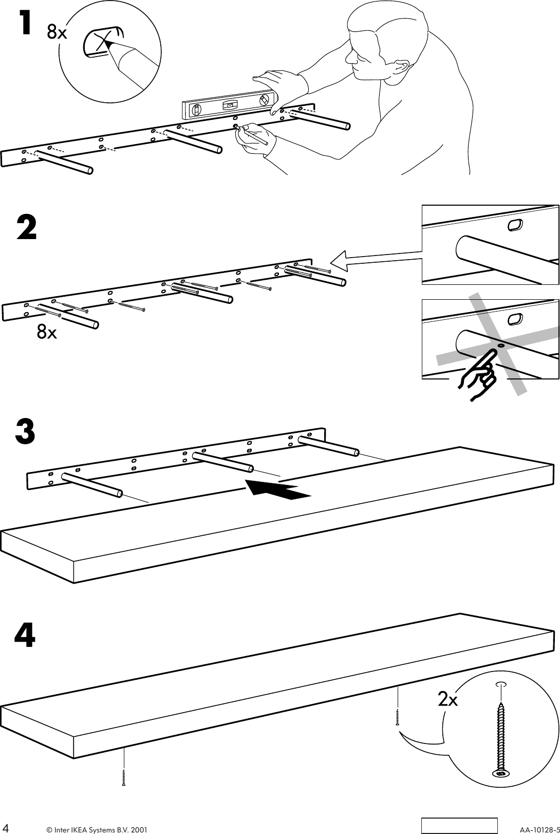 Page 4 of 4 - Ikea Ikea-Lack-Wall-Shelf-74-3-4X10-1-4-Assembly-Instruction