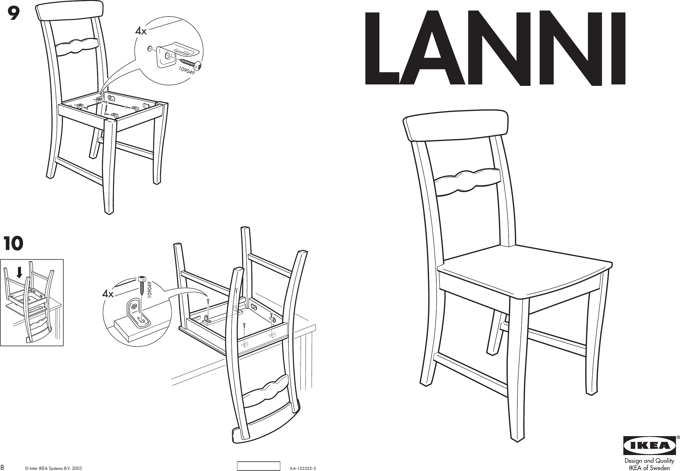 Page 1 of 4 - Ikea Ikea-Lanni-Chair-Assembly-Instruction
