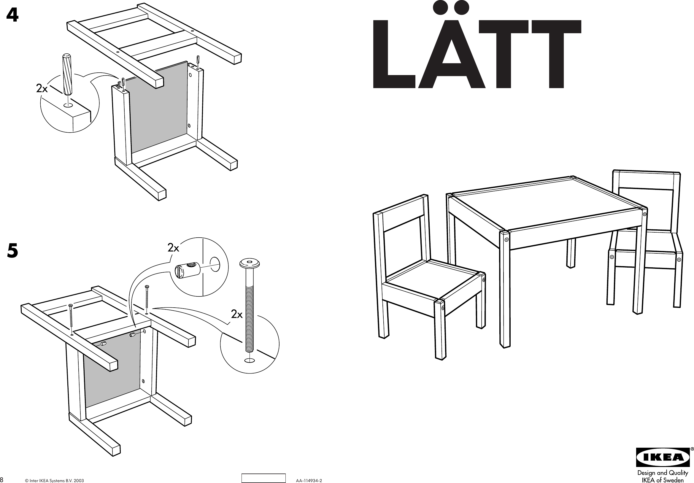 Page 1 of 4 - Ikea Ikea-Latt-Table-W-2-Chairs-Assembly-Instruction