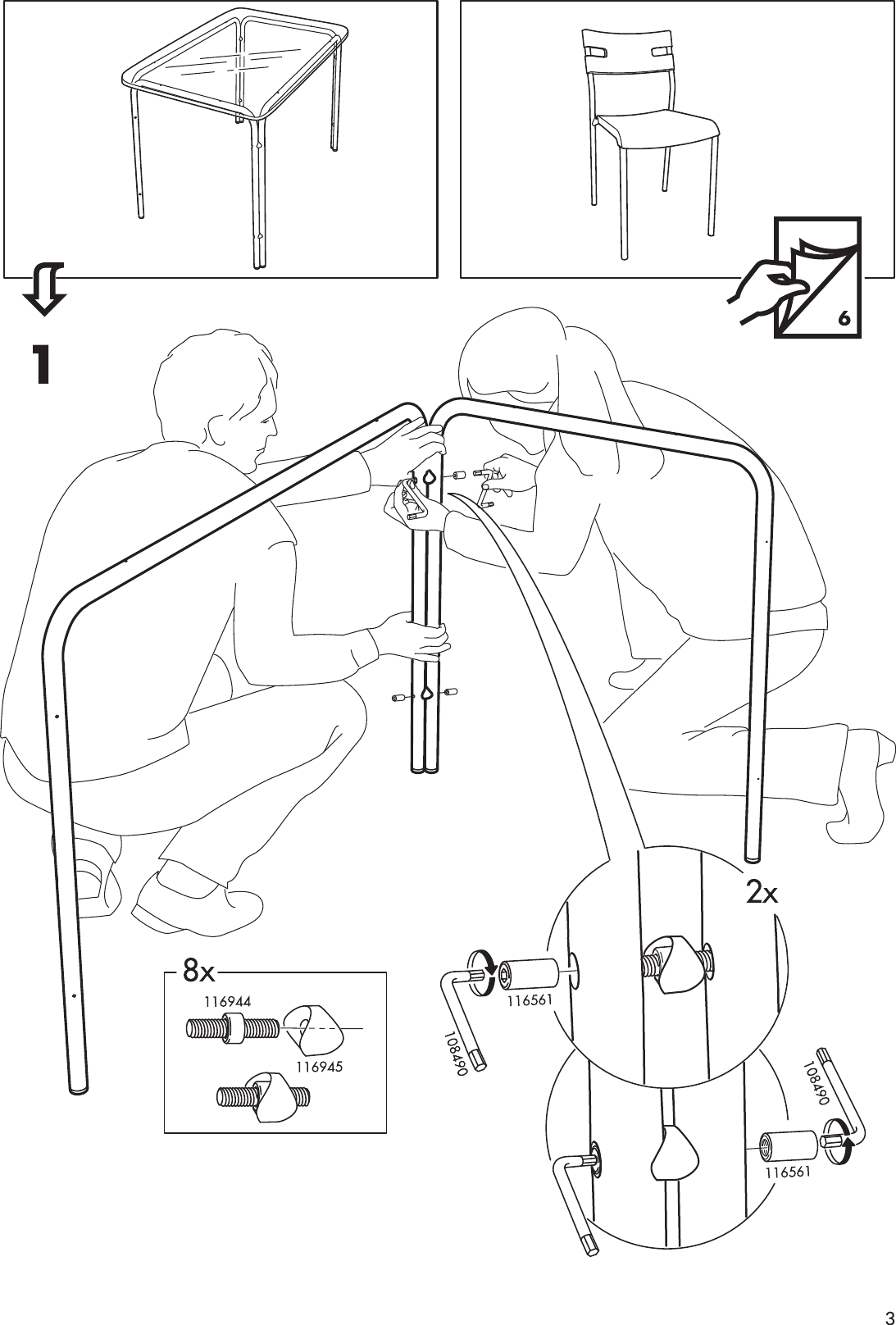 Page 3 of 8 - Ikea Ikea-Lavar-Table-W-4-Chairs-Assembly-Instruction