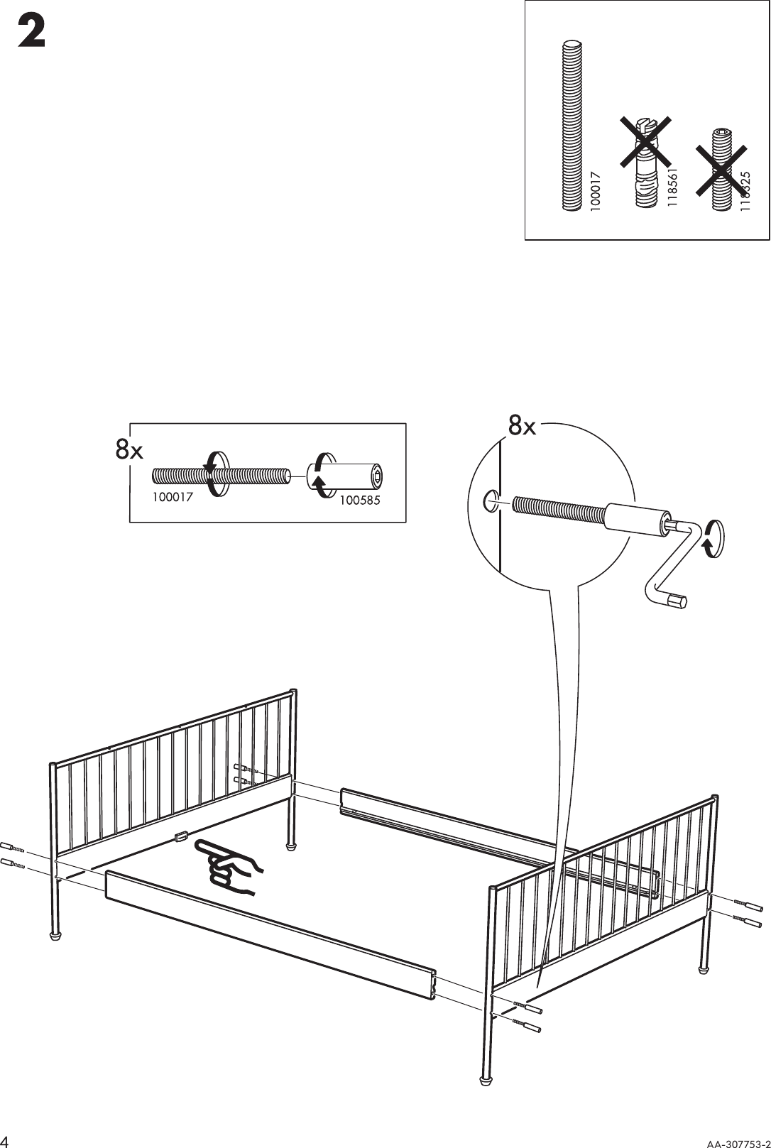 Ikea Leirvik Bed Frame Full Queen King, Metal Bed Frame Assembly Instructions