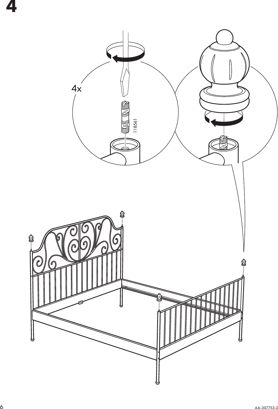 Page 6 of 8 - Ikea Ikea-Leirvik-Bed-Frame-Full-Queen-King-Assembly-Instruction