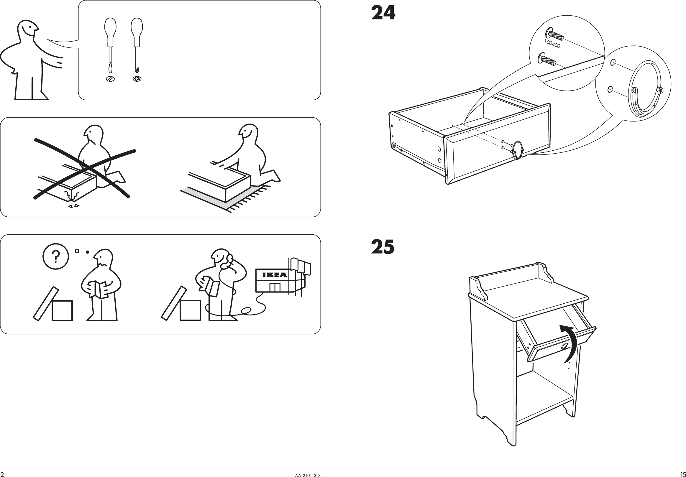 Page 2 of 8 - Ikea Ikea-Leksvik-Bedside-Table-16-1-8X13-Assembly-Instruction