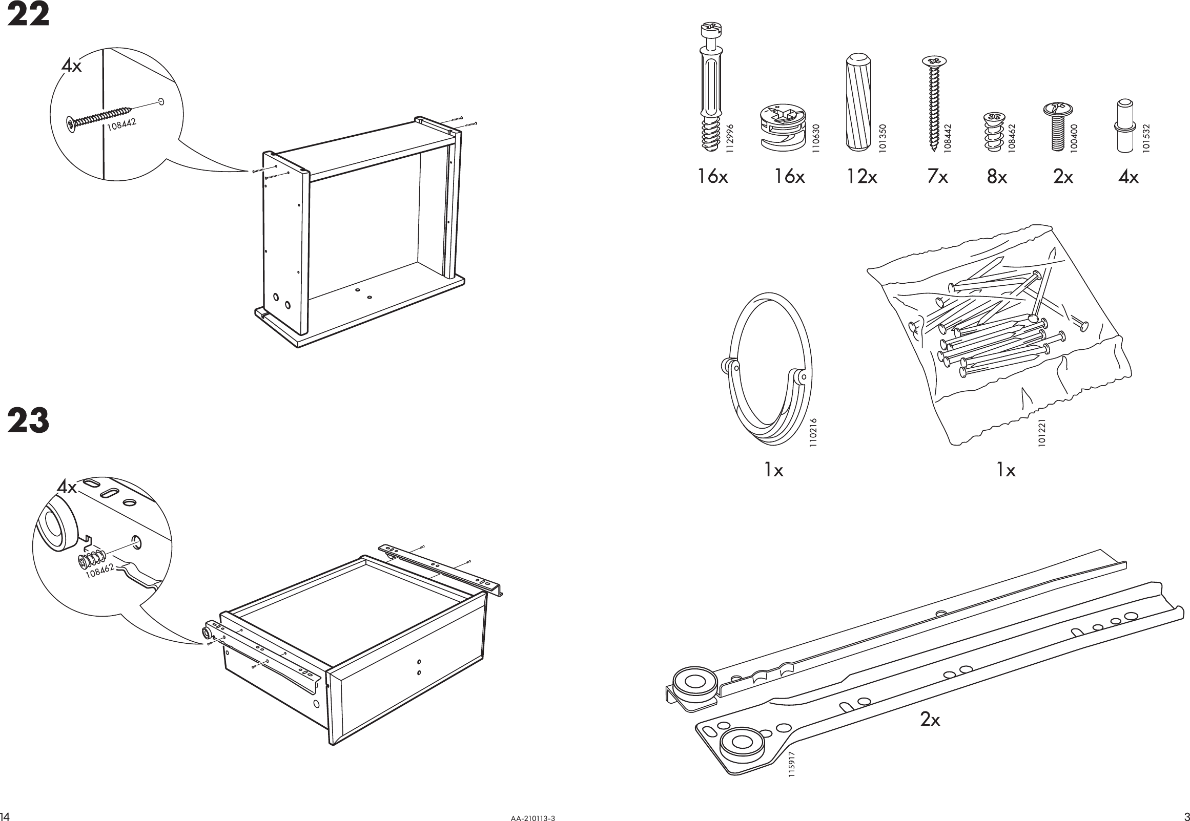 Page 3 of 8 - Ikea Ikea-Leksvik-Bedside-Table-16-1-8X13-Assembly-Instruction