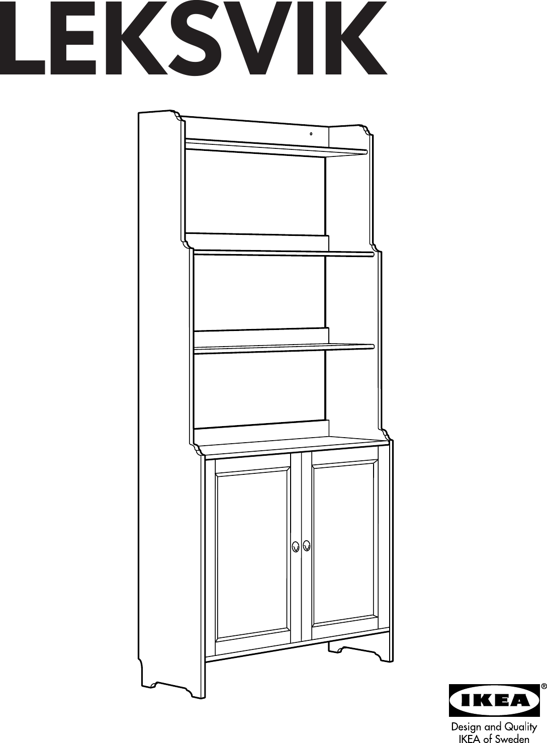 Ikea Leksvik Bookcase W Doors 36 5 8x78 Assembly Instruction