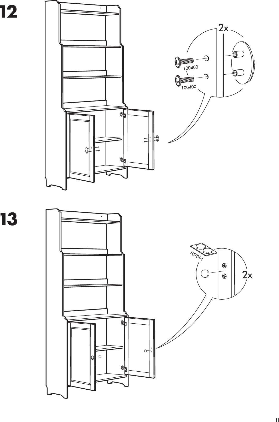 Page 11 of 12 - Ikea Ikea-Leksvik-Bookcase-W-Doors-36-5-8X78-Assembly-Instruction