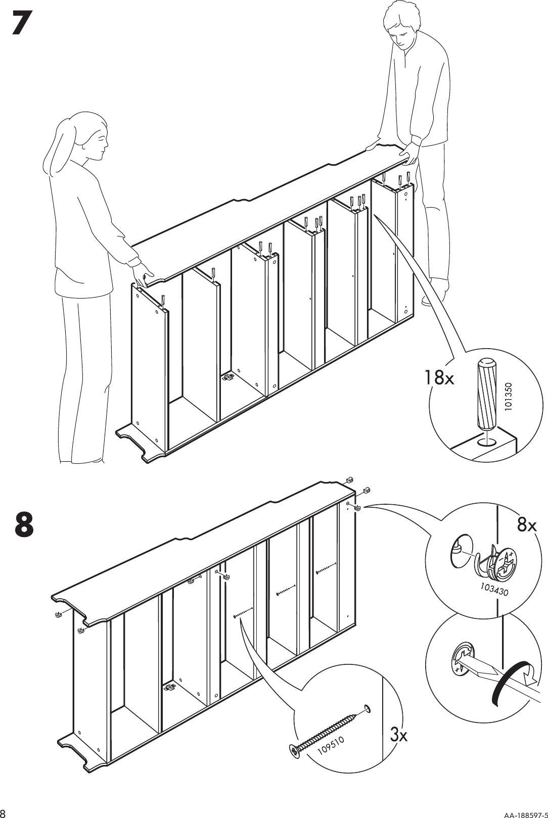 Page 8 of 12 - Ikea Ikea-Leksvik-Bookcase-W-Doors-36-5-8X78-Assembly-Instruction