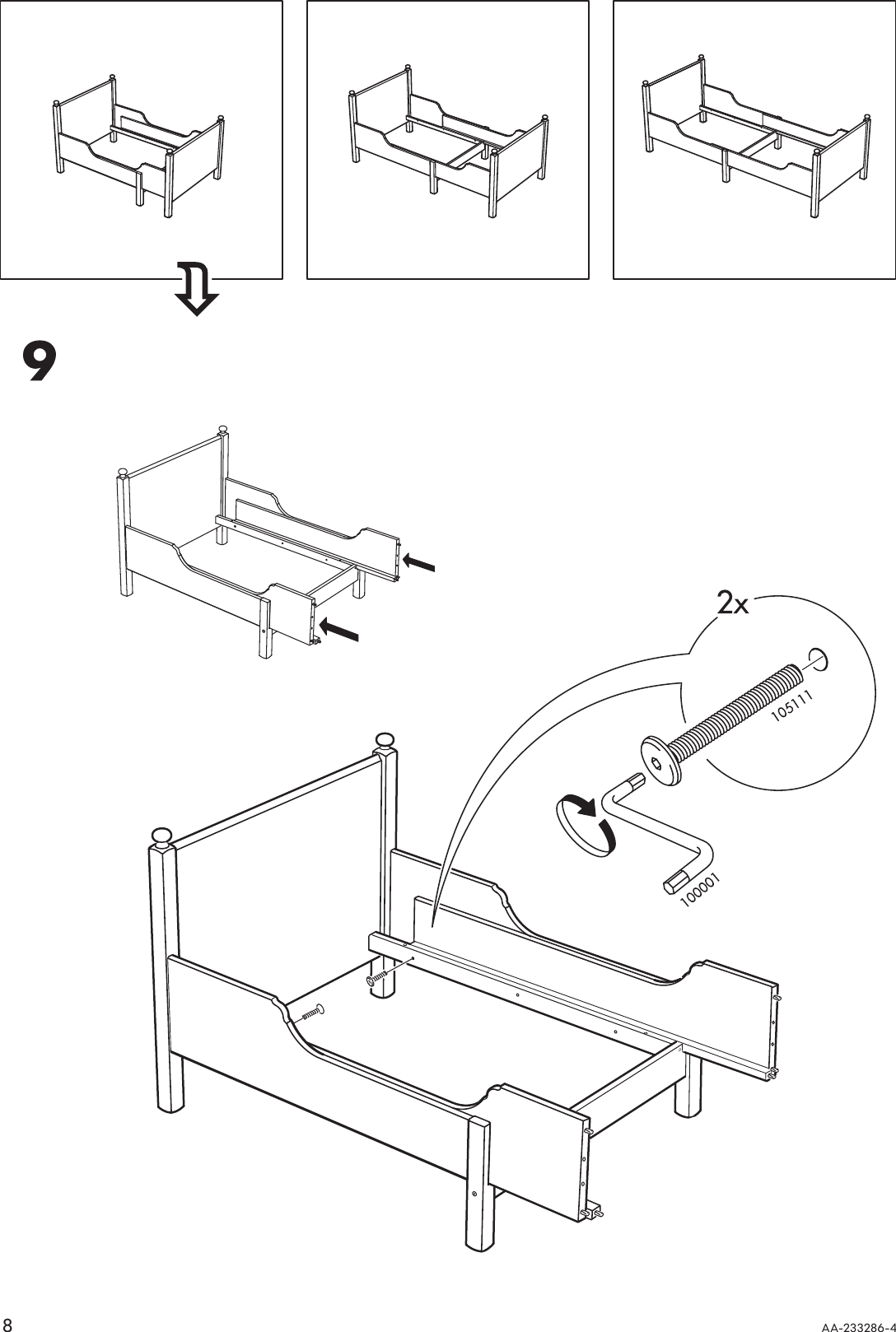 Page 8 of 12 - Ikea Ikea-Leksvik-Extendable-Bed-Frame-38X75-Assembly-Instruction