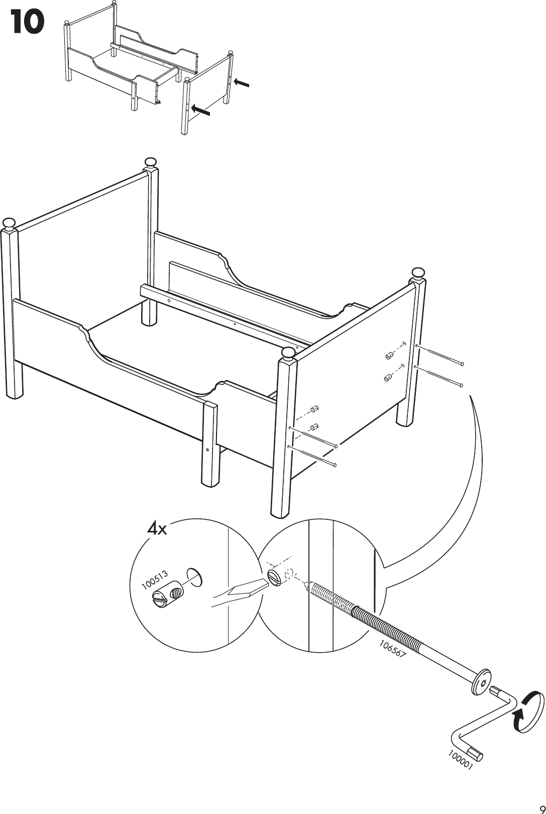 Page 9 of 12 - Ikea Ikea-Leksvik-Extendable-Bed-Frame-38X75-Assembly-Instruction