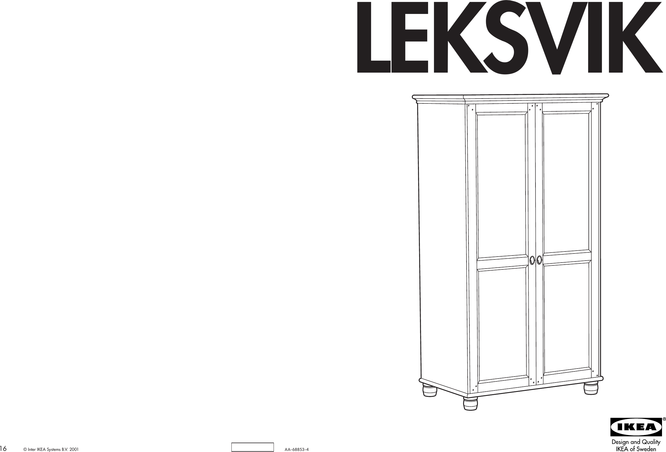 Page 1 of 8 - Ikea Ikea-Leksvik-Wardrobe-W-2Doors-Assembly-Instruction