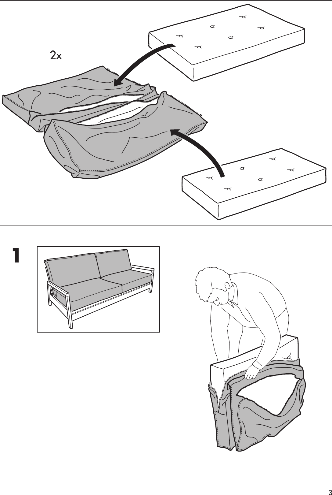 Page 3 of 8 - Ikea Ikea-Lilleberg-Sofa-Bed-Cover-Assembly-Instruction