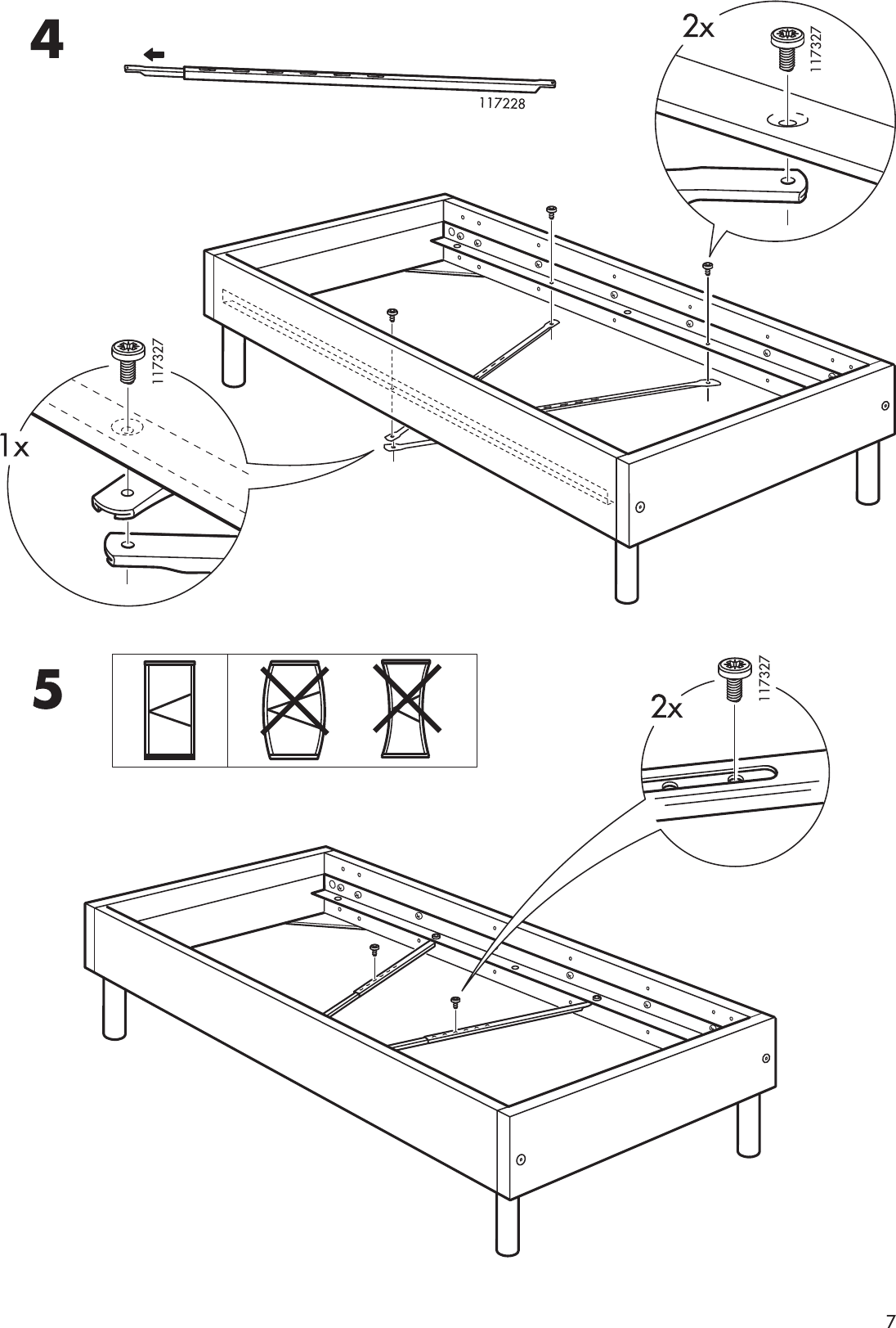 Page 7 of 8 - Ikea Ikea-Lillehammer-Bed-Frame-Twin-Assembly-Instruction