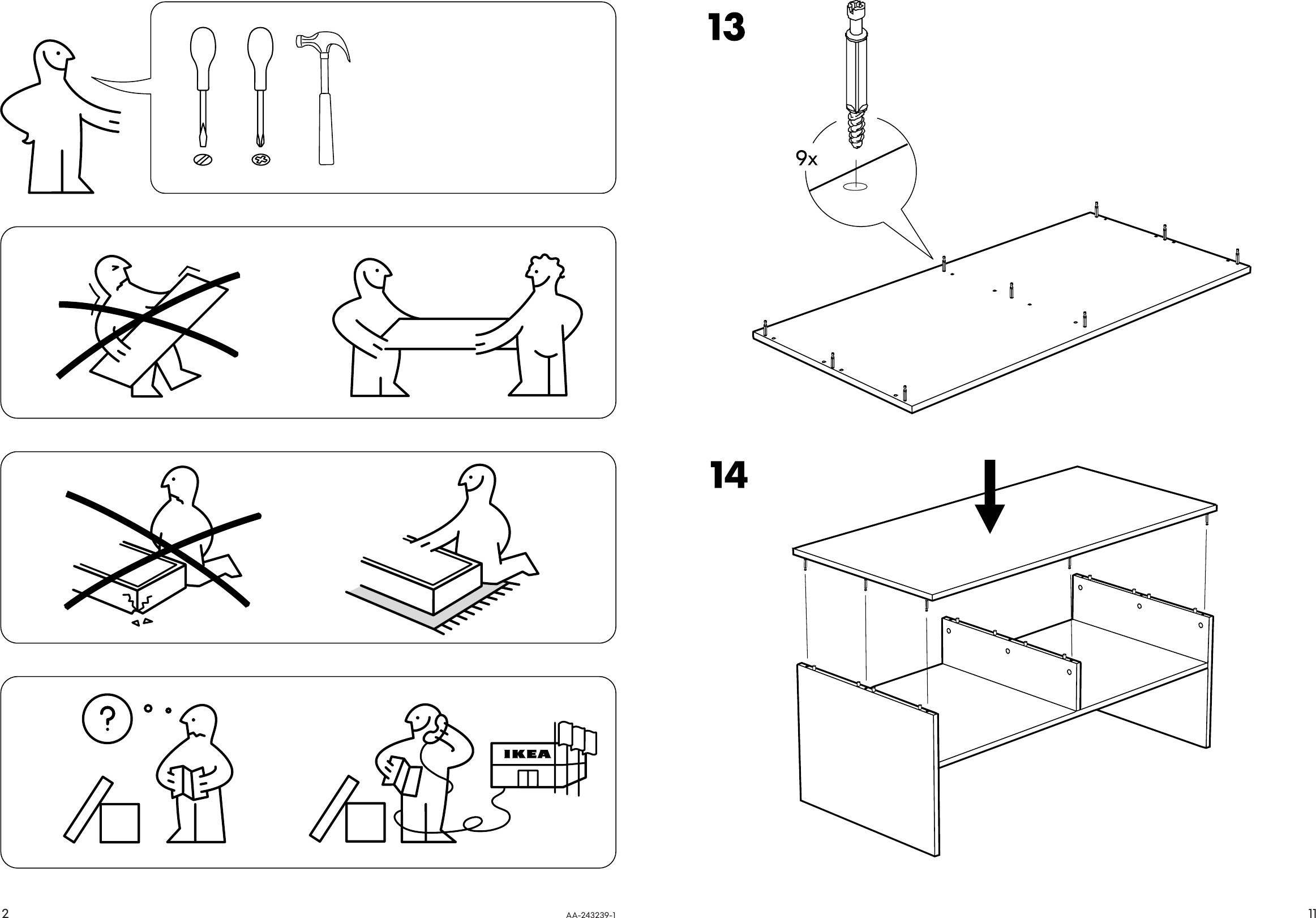 Page 2 of 6 - Ikea Ikea-Linnarp-Coffee-Table-Tv-Bench-Assembly-Instruction