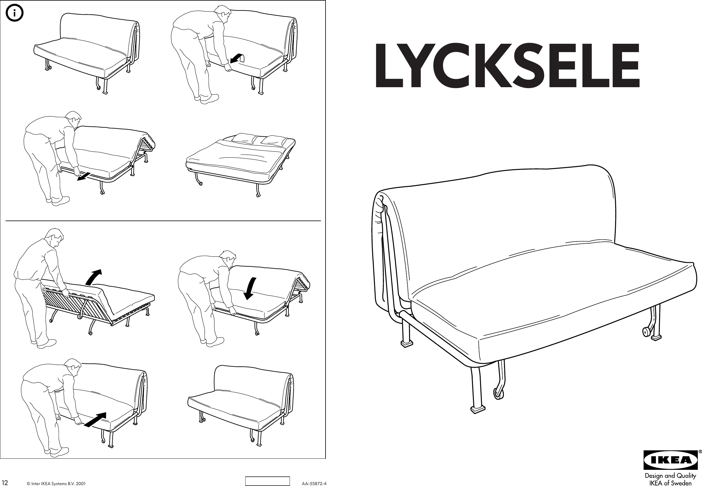 Page 1 of 6 - Ikea Ikea-Lycksele-Frame-Sofabed-Assembly-Instruction