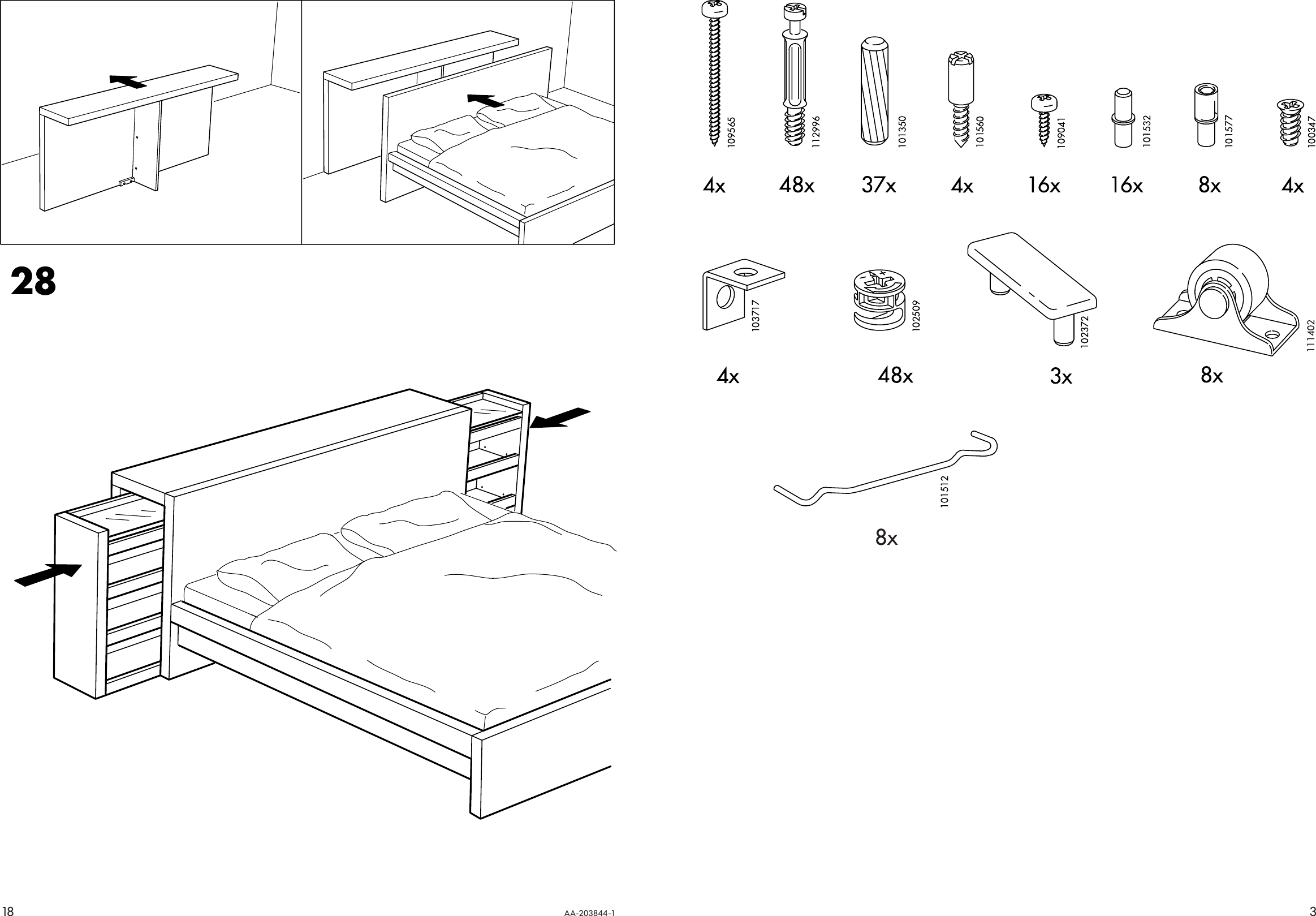 Page 3 of 10 - Ikea Ikea-Malm-3-Piece-Headboard-Bed-Shelf-Set-Queen-Assembly-Instruction