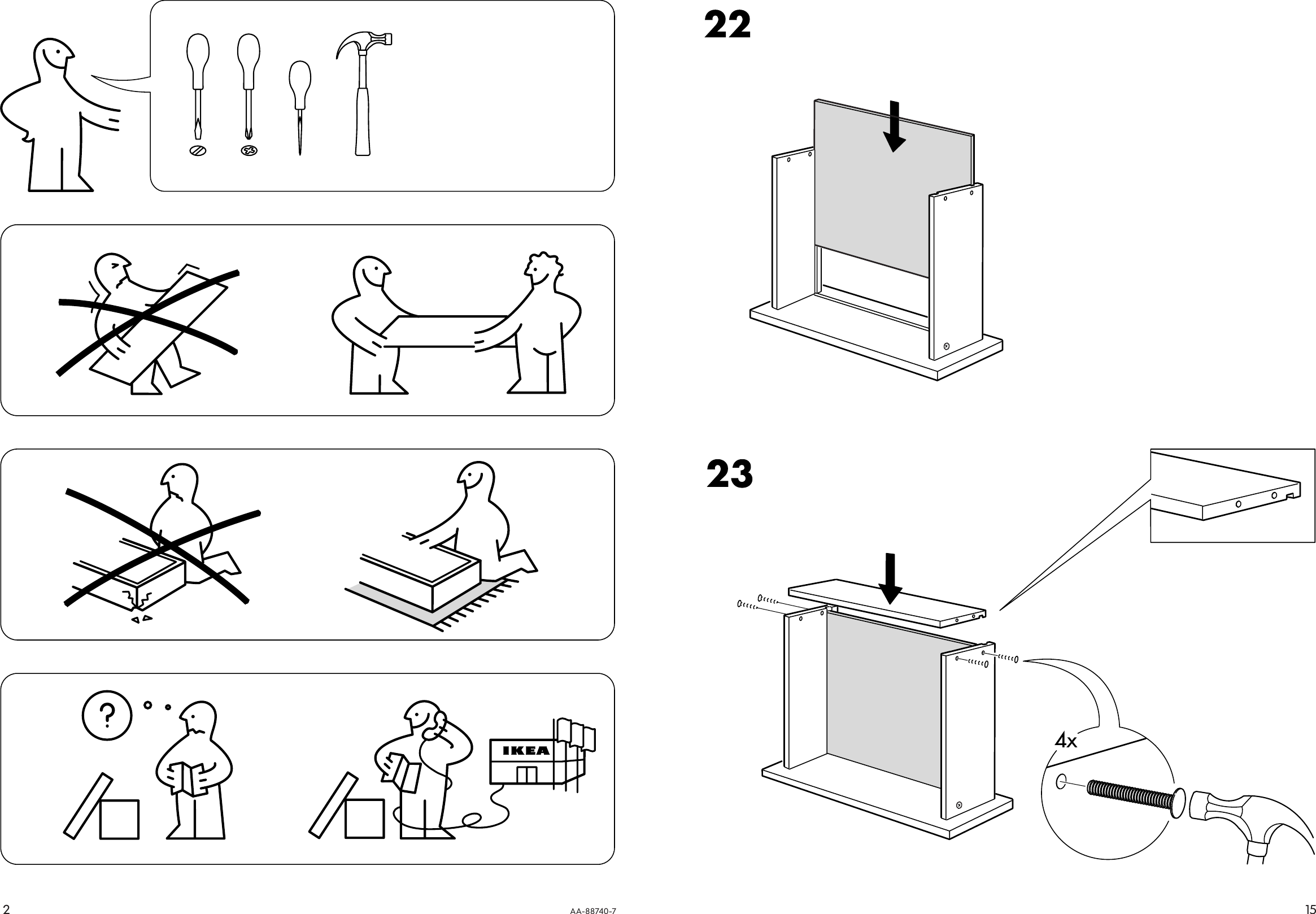 Page 2 of 8 - Ikea Ikea-Malm-Bedside-Table-20X16-Assembly-Instruction