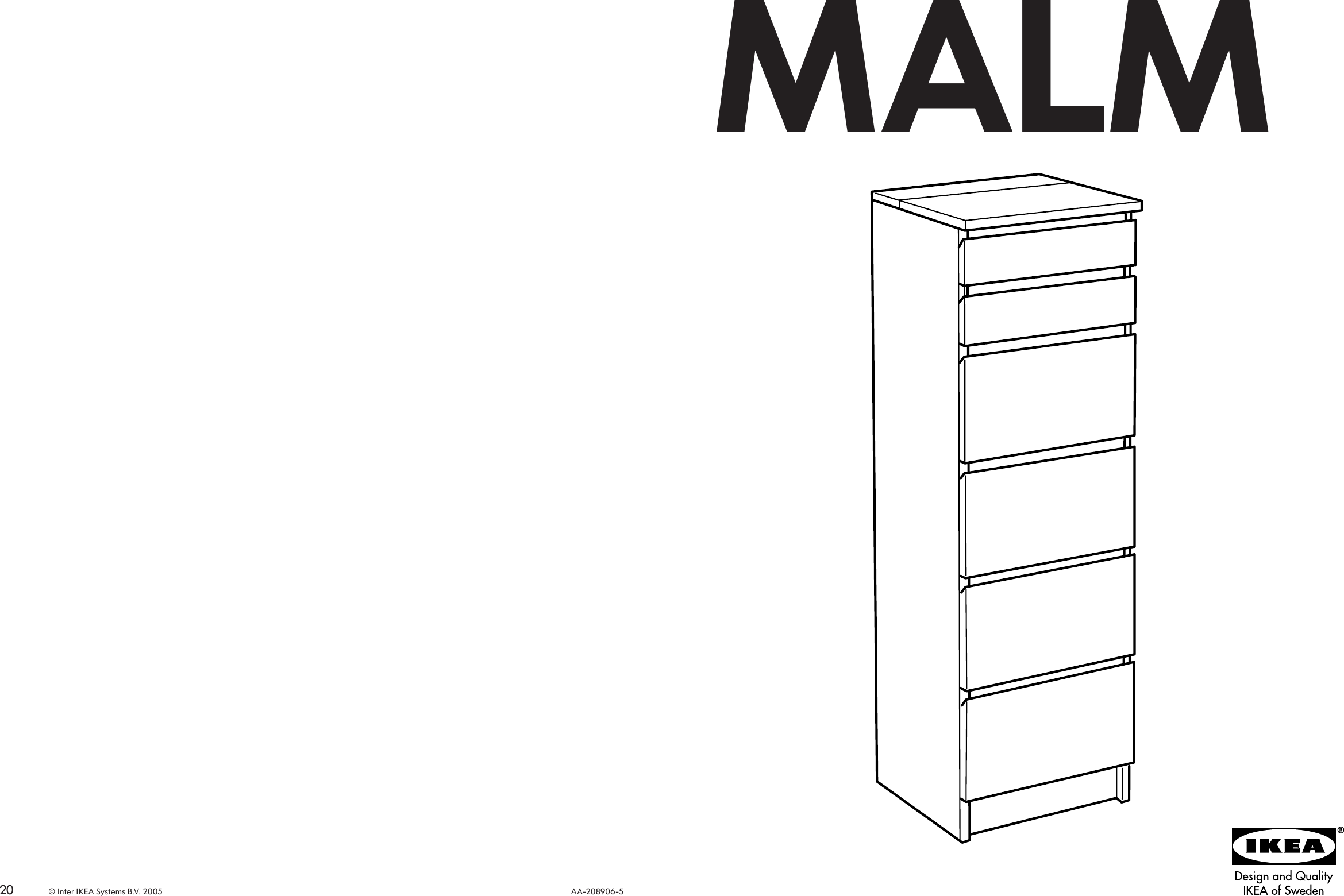 Page 1 of 10 - Ikea Ikea-Malm-Chest-W-6Drawers-W-Mirror-Assembly-Instruction