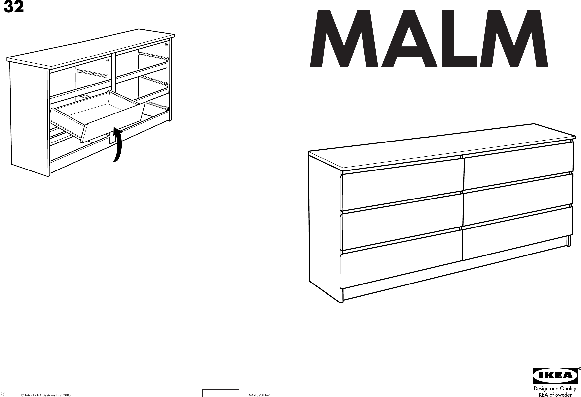 Ikea Malm Double Chest W 6Drawers 63X31 Assembly Instruction