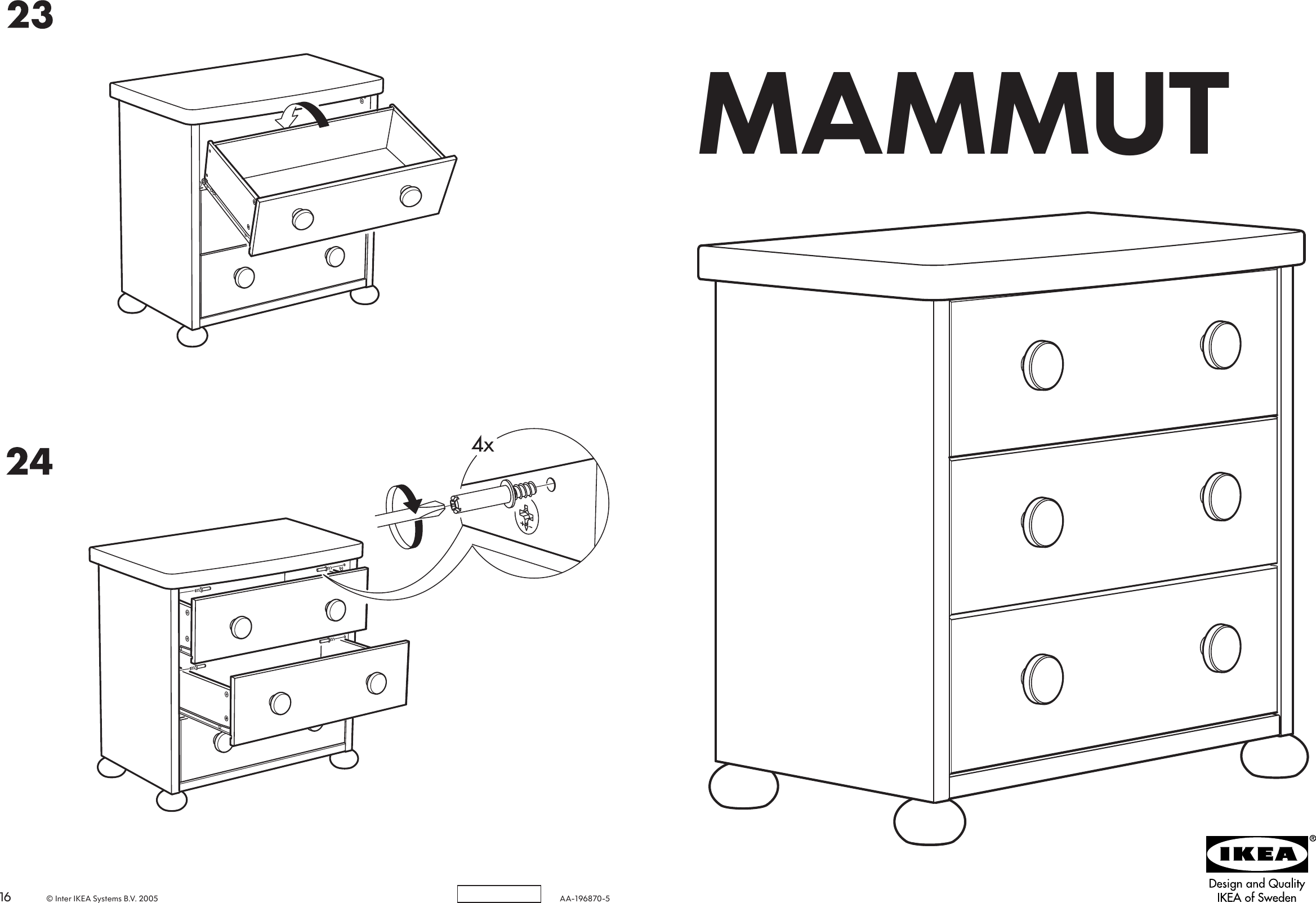 Page 1 of 8 - Ikea Ikea-Mammut-Chest-W-3Drawers-Assembly-Instruction