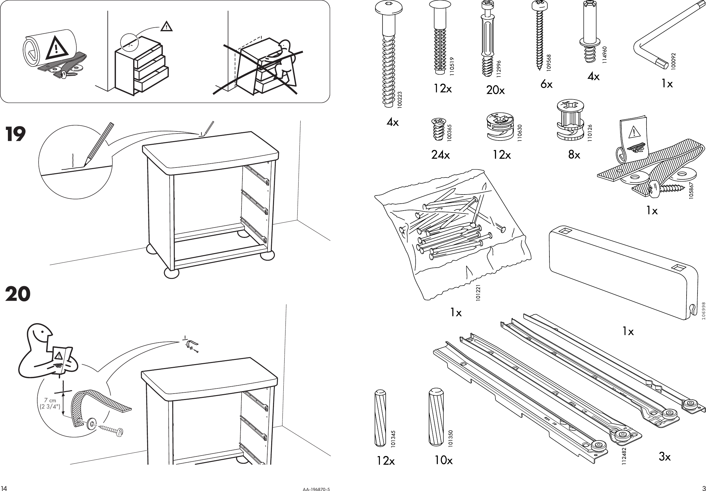 Page 3 of 8 - Ikea Ikea-Mammut-Chest-W-3Drawers-Assembly-Instruction