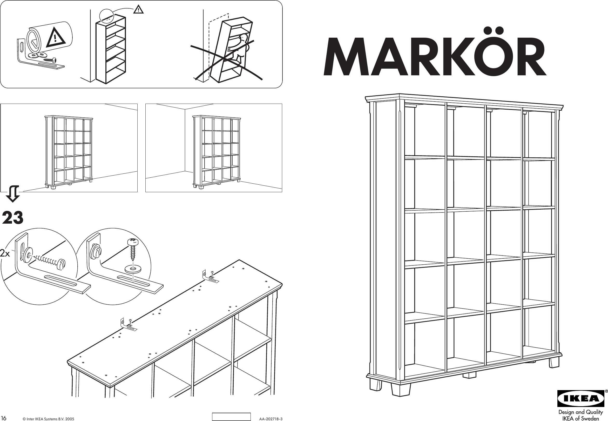 Page 1 of 8 - Ikea Ikea-Markar-Bookcase-59-1-2X75-5-8-Assembly-Instruction