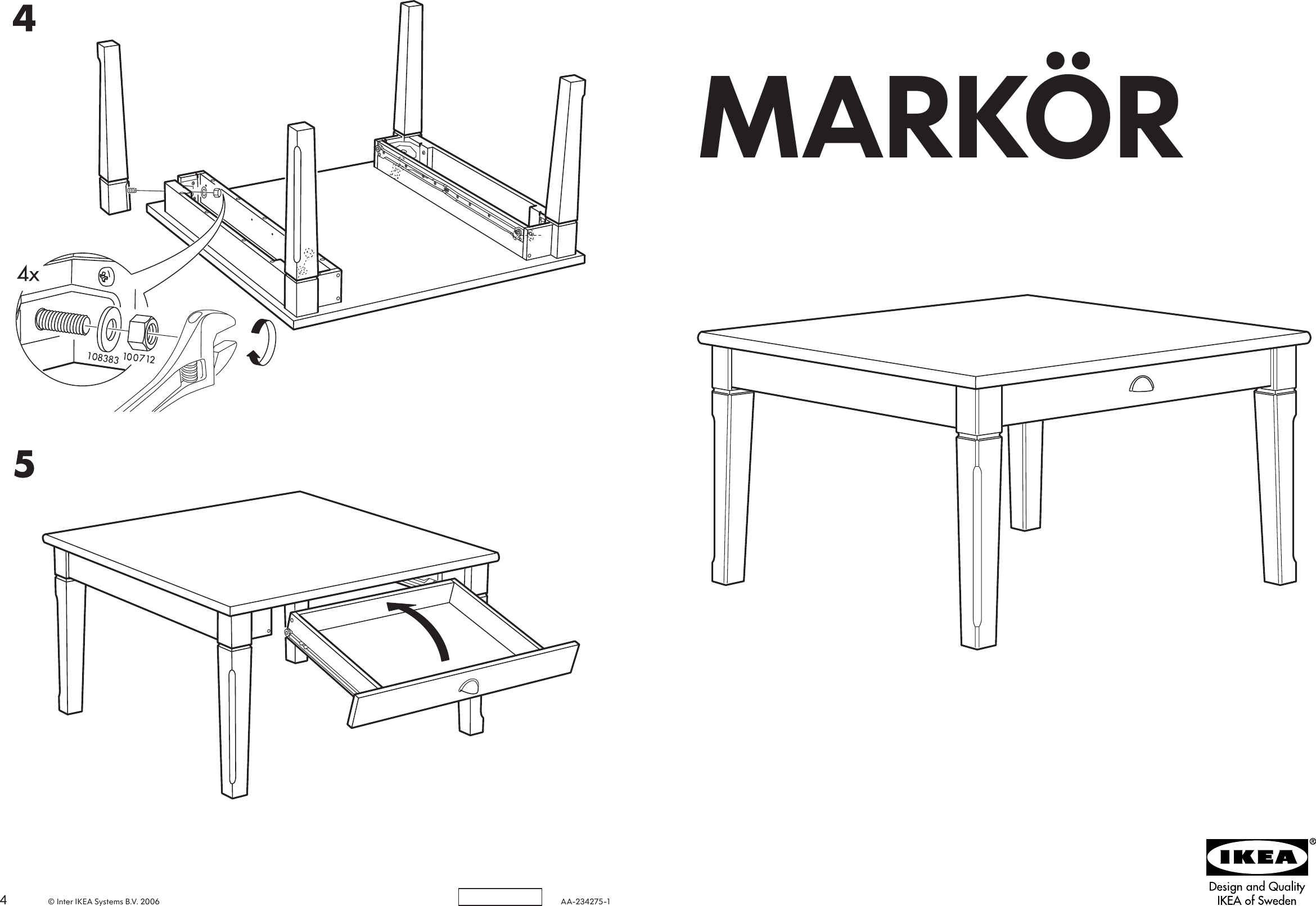 Page 1 of 2 - Ikea Ikea-Markar-Coffee-Table-35-3-8X35-3-8-Assembly-Instruction