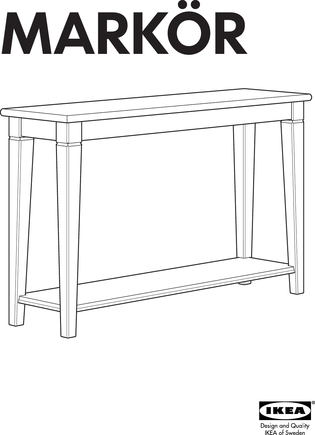 Page 1 of 8 - Ikea Ikea-Markar-Sofa-Table-47X14X30-Assembly-Instruction