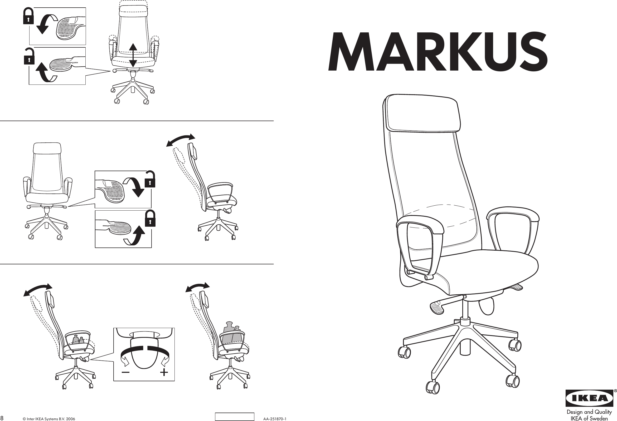 Page 1 of 4 - Ikea Ikea-Markus-Swivel-Chair-Assembly-Instruction