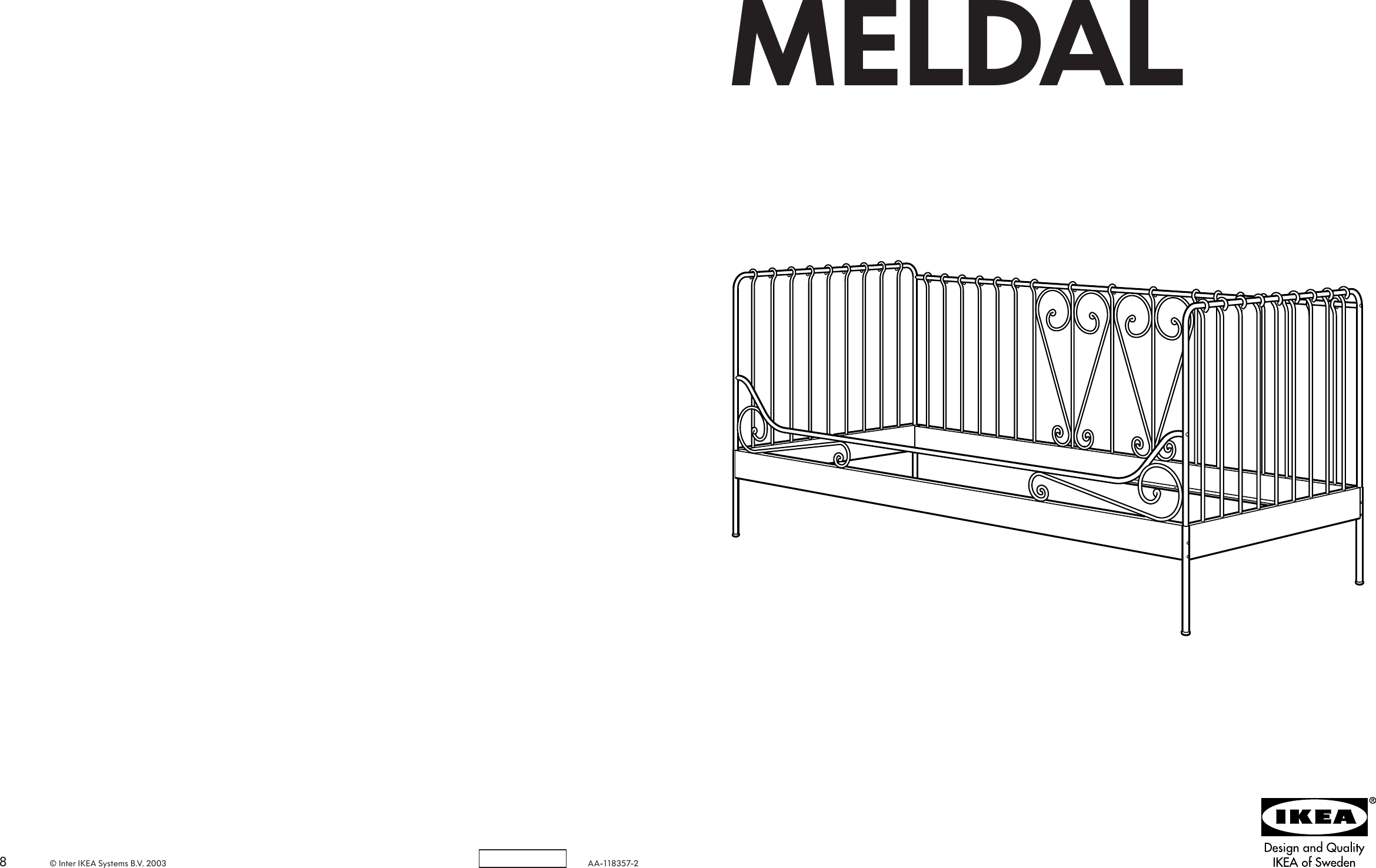 Page 1 of 4 - Ikea Ikea-Meldal-Daybed-Frame-Twin-Assembly-Instruction