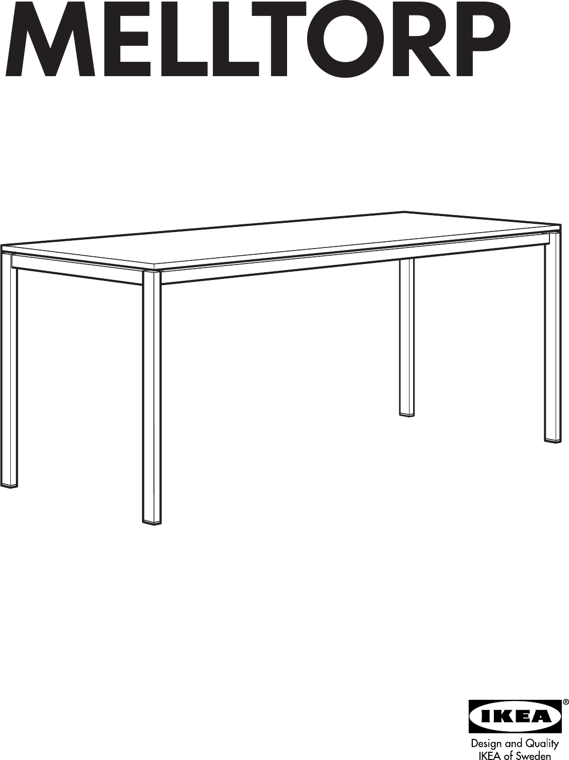 Page 1 of 8 - Ikea Ikea-Melltorp-Dining-Table-68X29-Assembly-Instruction