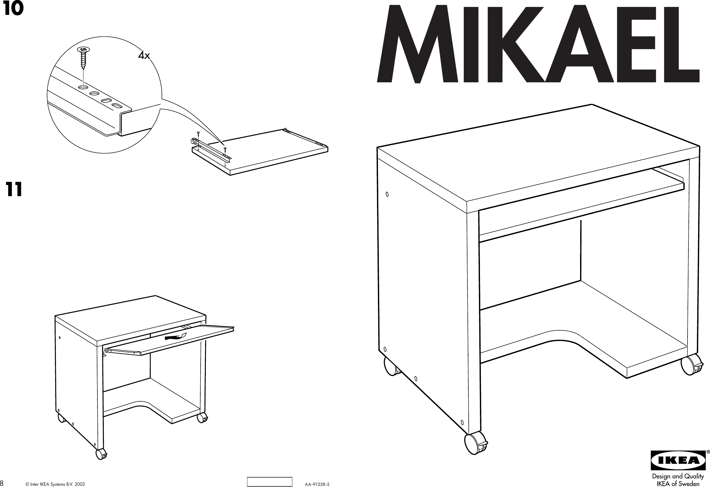 Page 1 of 4 - Ikea Ikea-Mikael-Computer-Table-W-Casters-30X20-Assembly-Instruction-6  Ikea-mikael-computer-table-w-casters-30x20-assembly-instruction