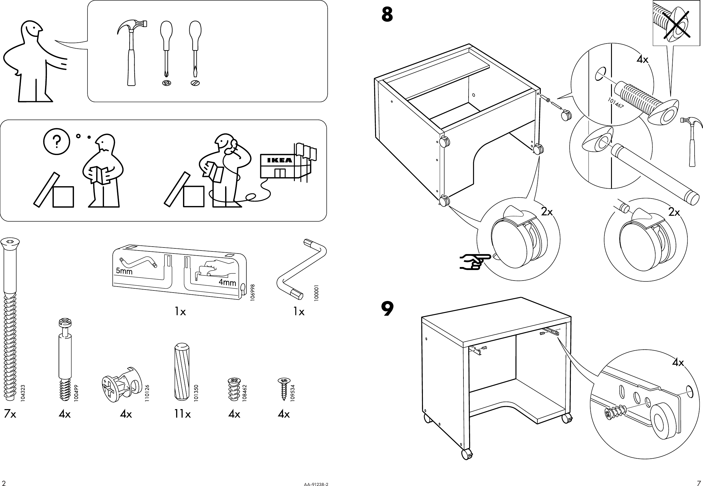 Ikea Mikael Computer Table W Casters 30x20 Assembly Instruction 6