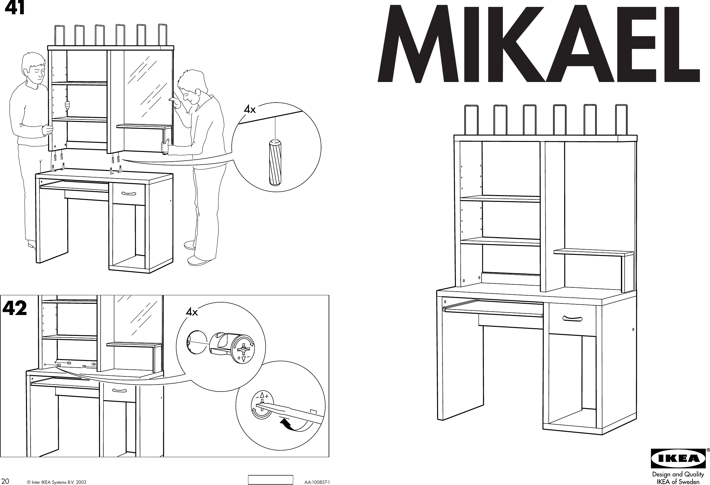 Page 1 of 10 - Ikea Ikea-Mikael-Computer-Workstation-41X20-Assembly-Instruction-2  Ikea-mikael-computer-workstation-41x20-assembly-instruction