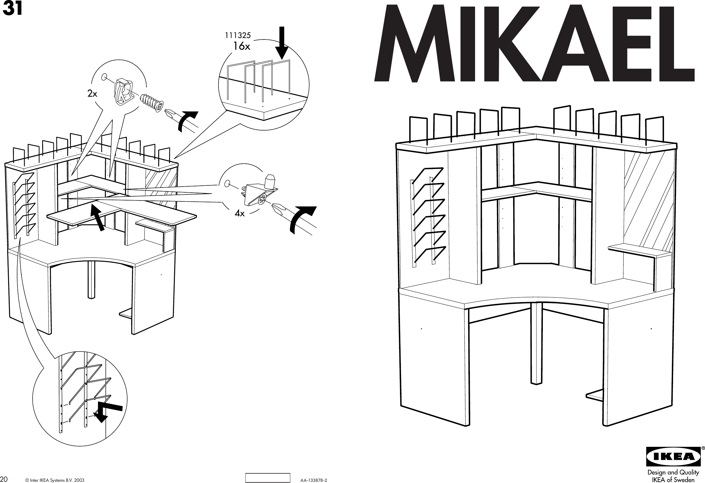 Page 1 of 10 - Ikea Ikea-Mikael-Corner-Workstation-Assembly-Instruction