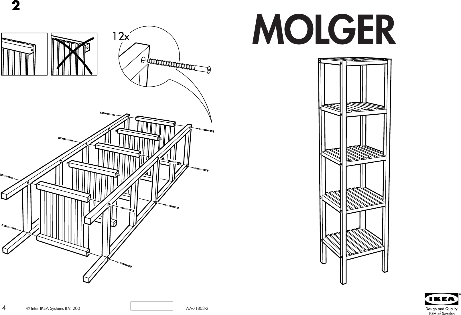 Page 1 of 2 - Ikea Ikea-Molger-Shelving-Unit-Assembly-Instruction