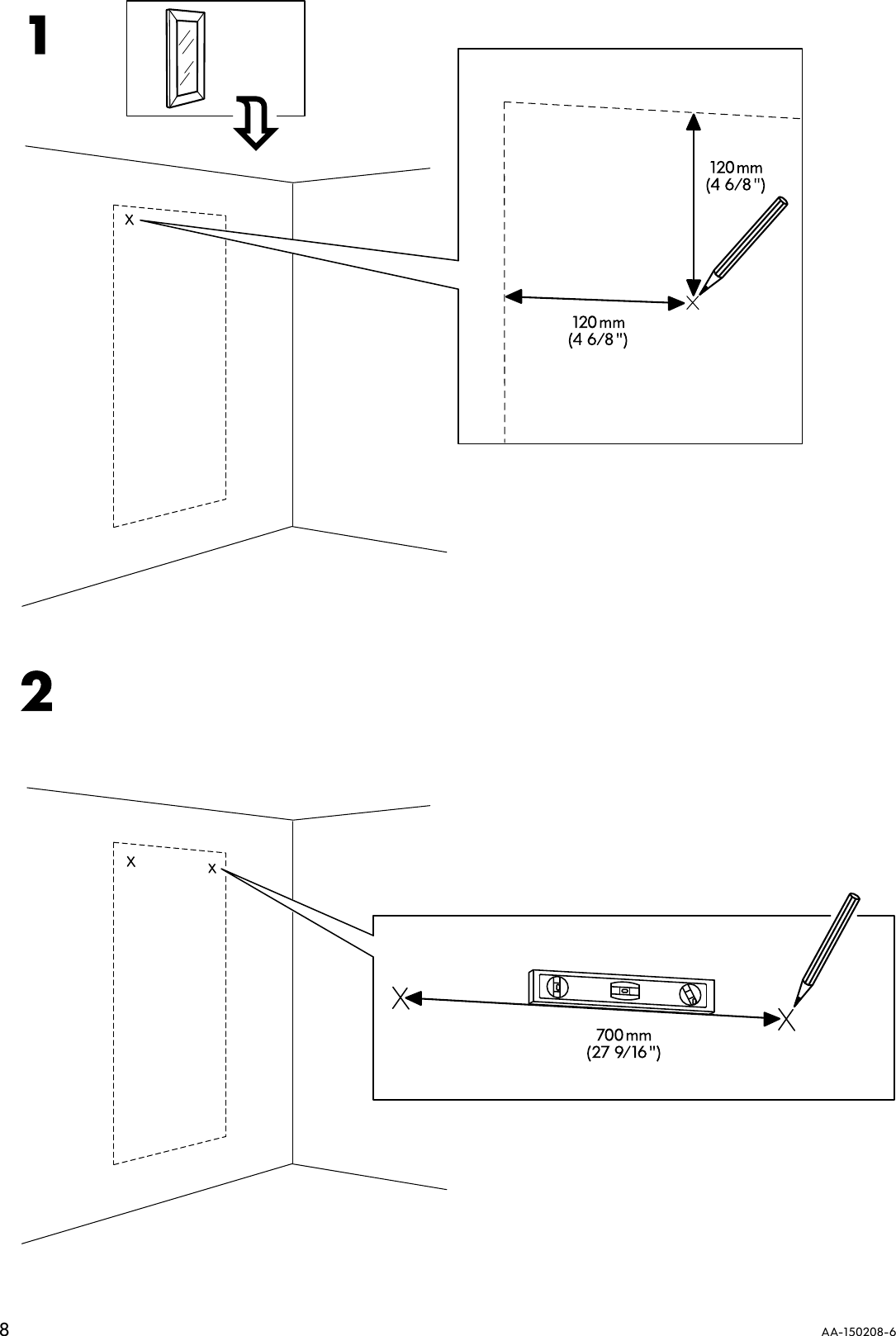 Page 8 of 12 - Ikea Ikea-Mongstad-Mirror-Assembly-Instruction