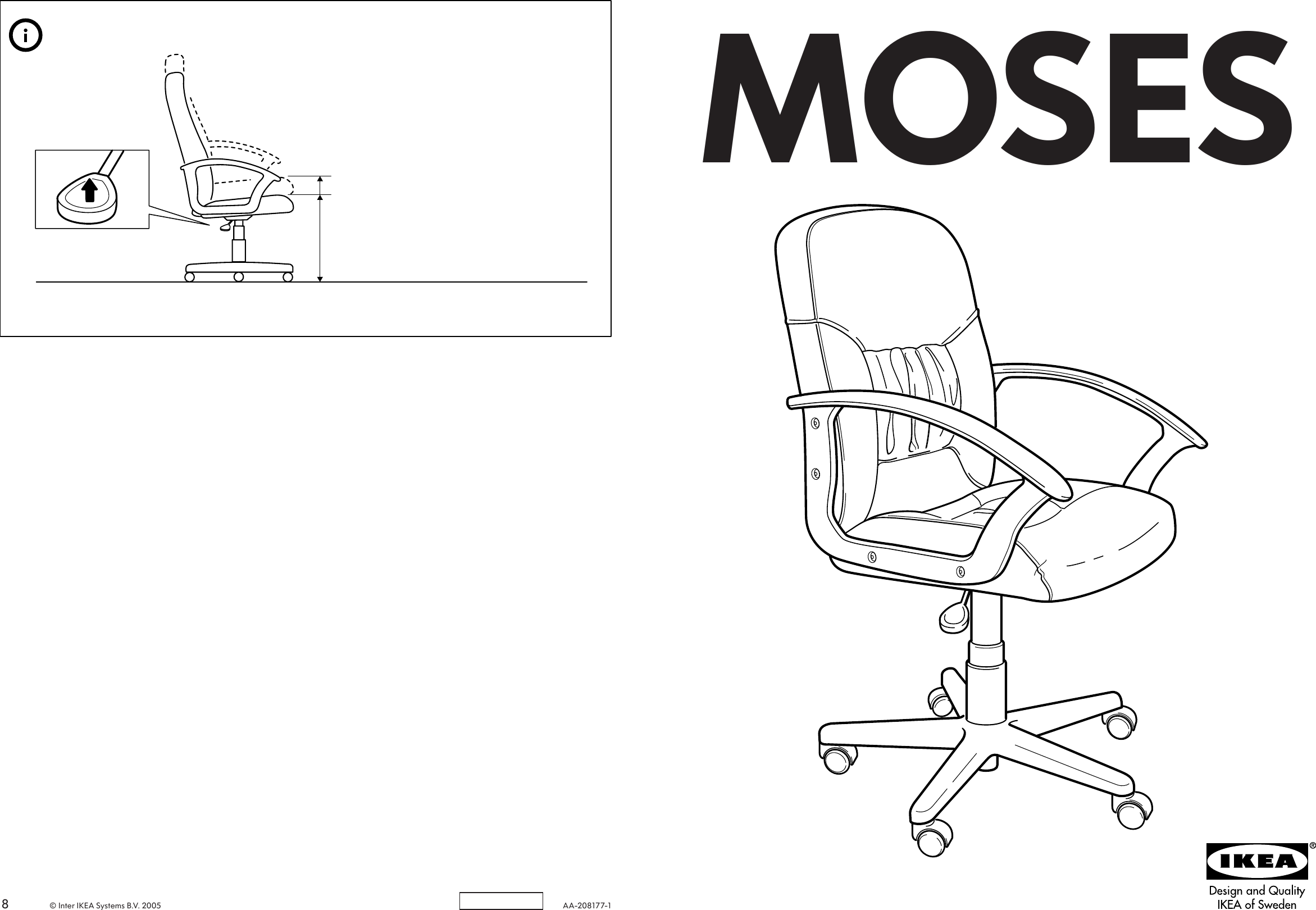 Page 1 of 4 - Ikea Ikea-Moses-Swivel-Chair-Assembly-Instruction