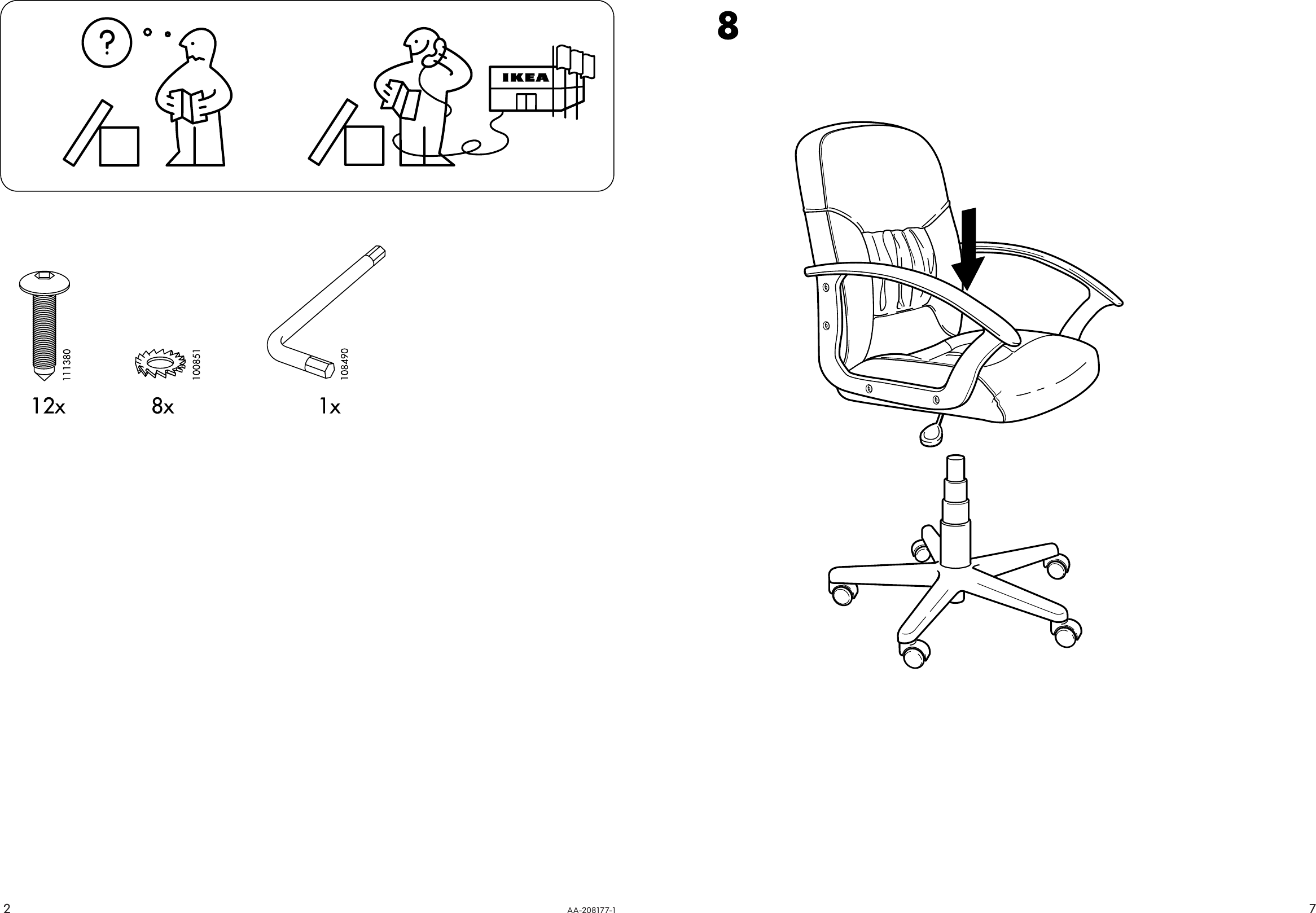 Page 2 of 4 - Ikea Ikea-Moses-Swivel-Chair-Assembly-Instruction
