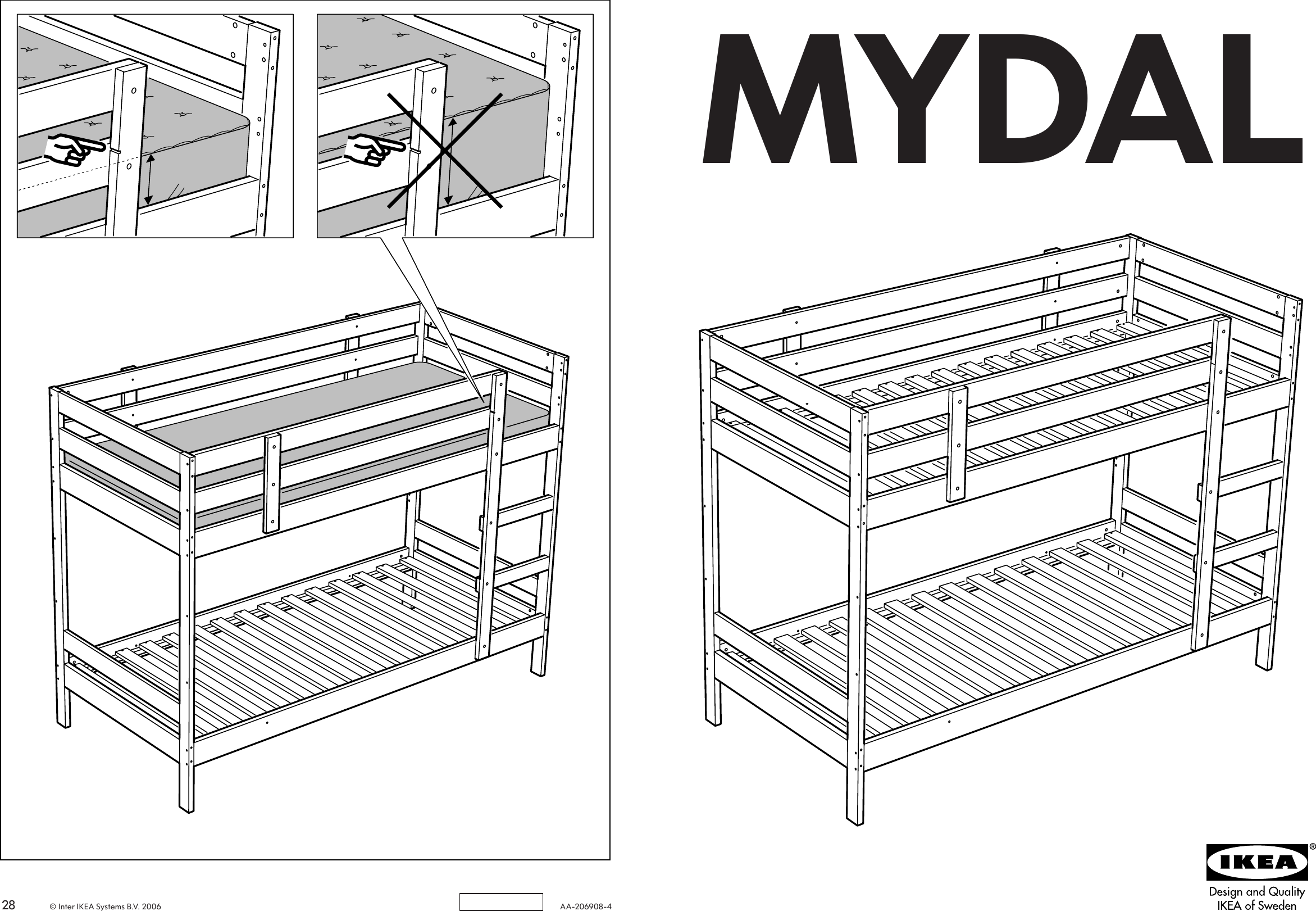 Ikea Mydal Bunk Bed Frame Twin Assembly, Ikea Metal Frame Bunk Bed Instructions Pdf