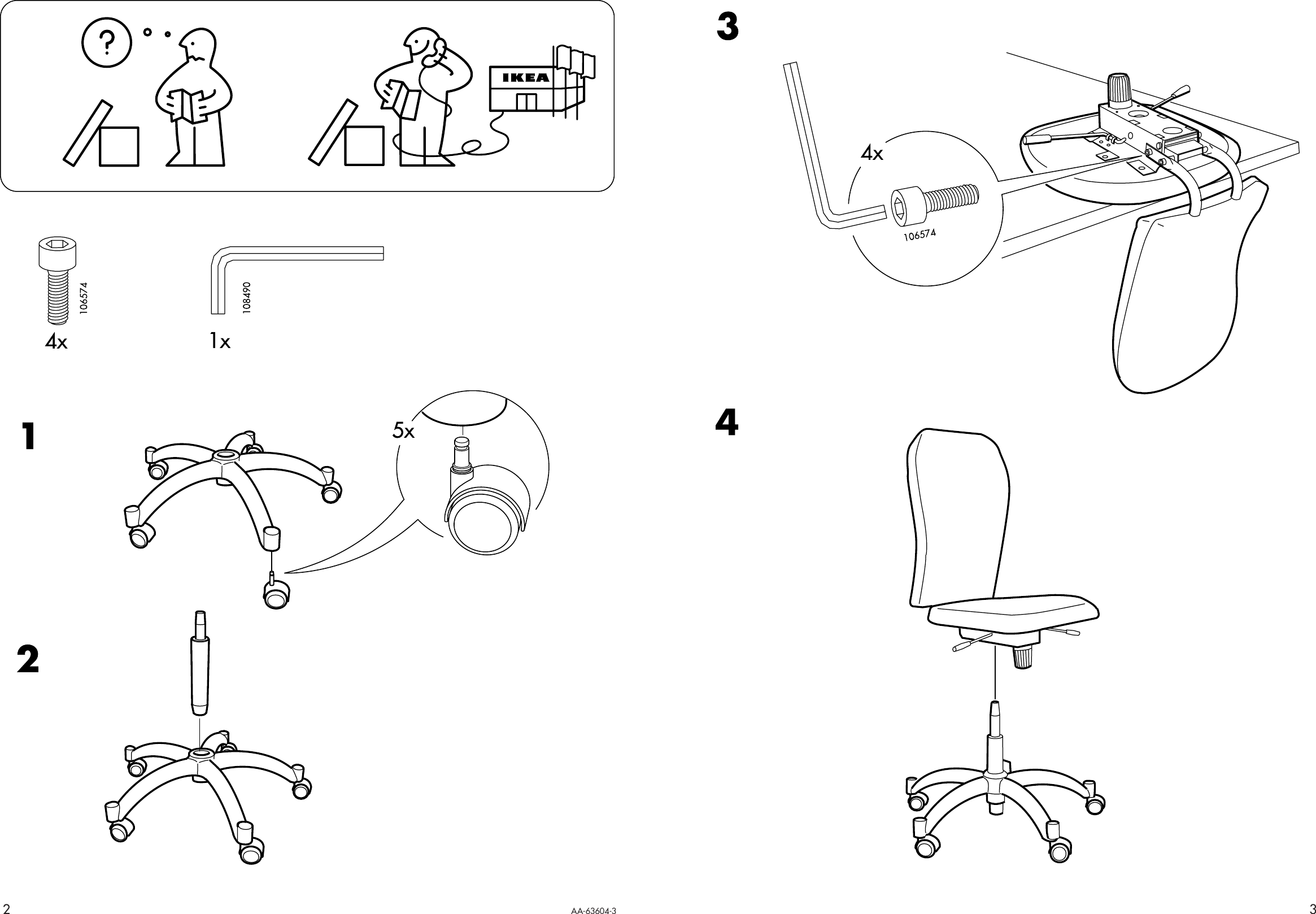 Ikea Nominell Swivel Chair Assembly Instruction 2