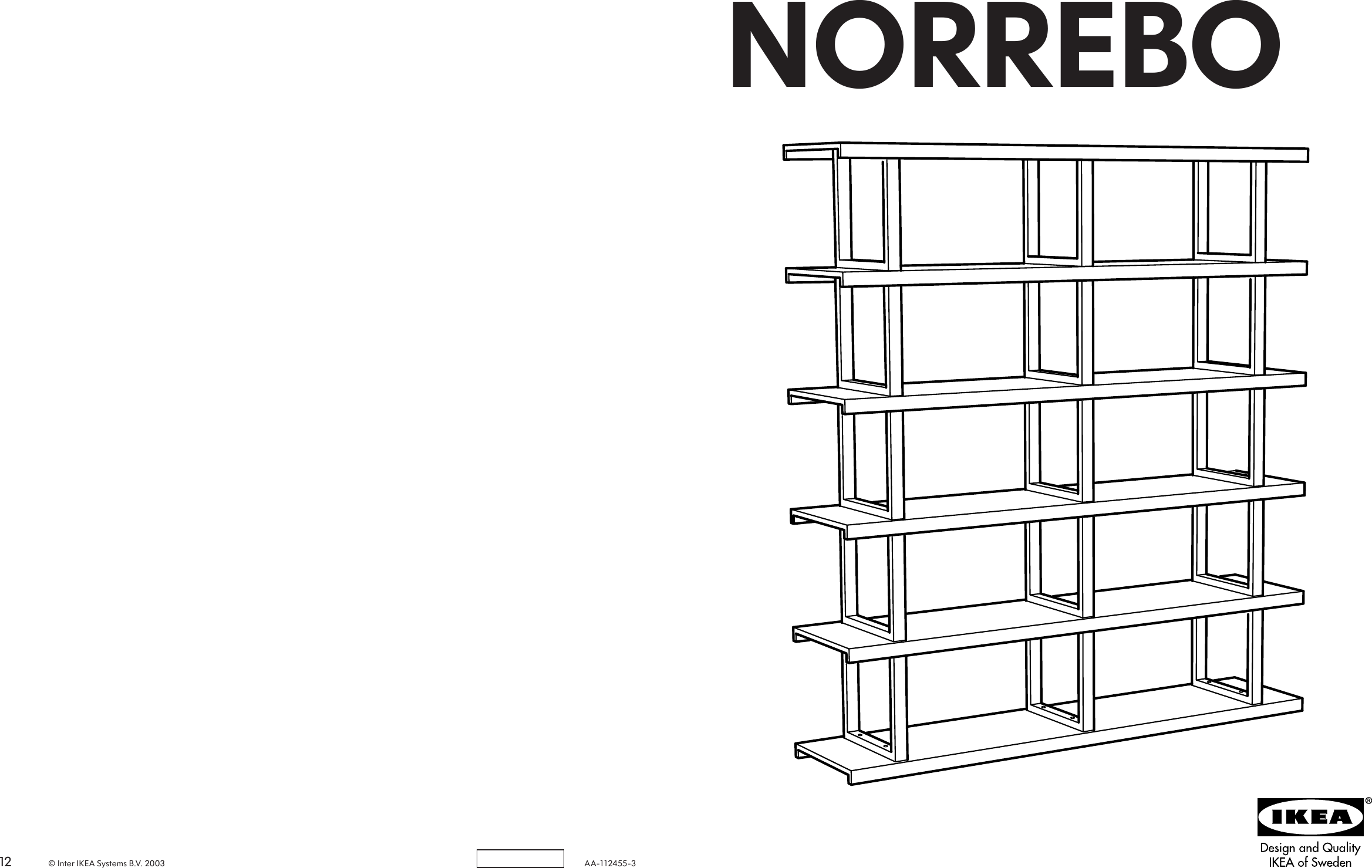 Page 1 of 6 - Ikea Ikea-Norrebo-Shelving-Unit-72-7-8X78-3-8-Assembly-Instruction