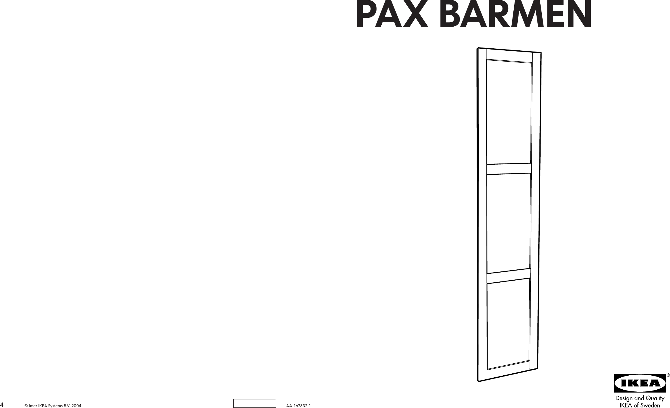 Page 1 of 2 - Ikea Ikea-Pax-Barmen-Door-20X90-Assembly-Instruction-3  Ikea-pax-barmen-door-20x90-assembly-instruction