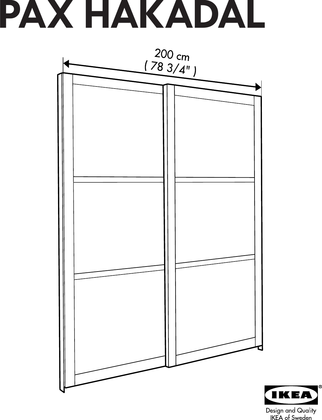 Ikea Pax Hakadal Sliding Door Pair 79X93 Assembly Instruction