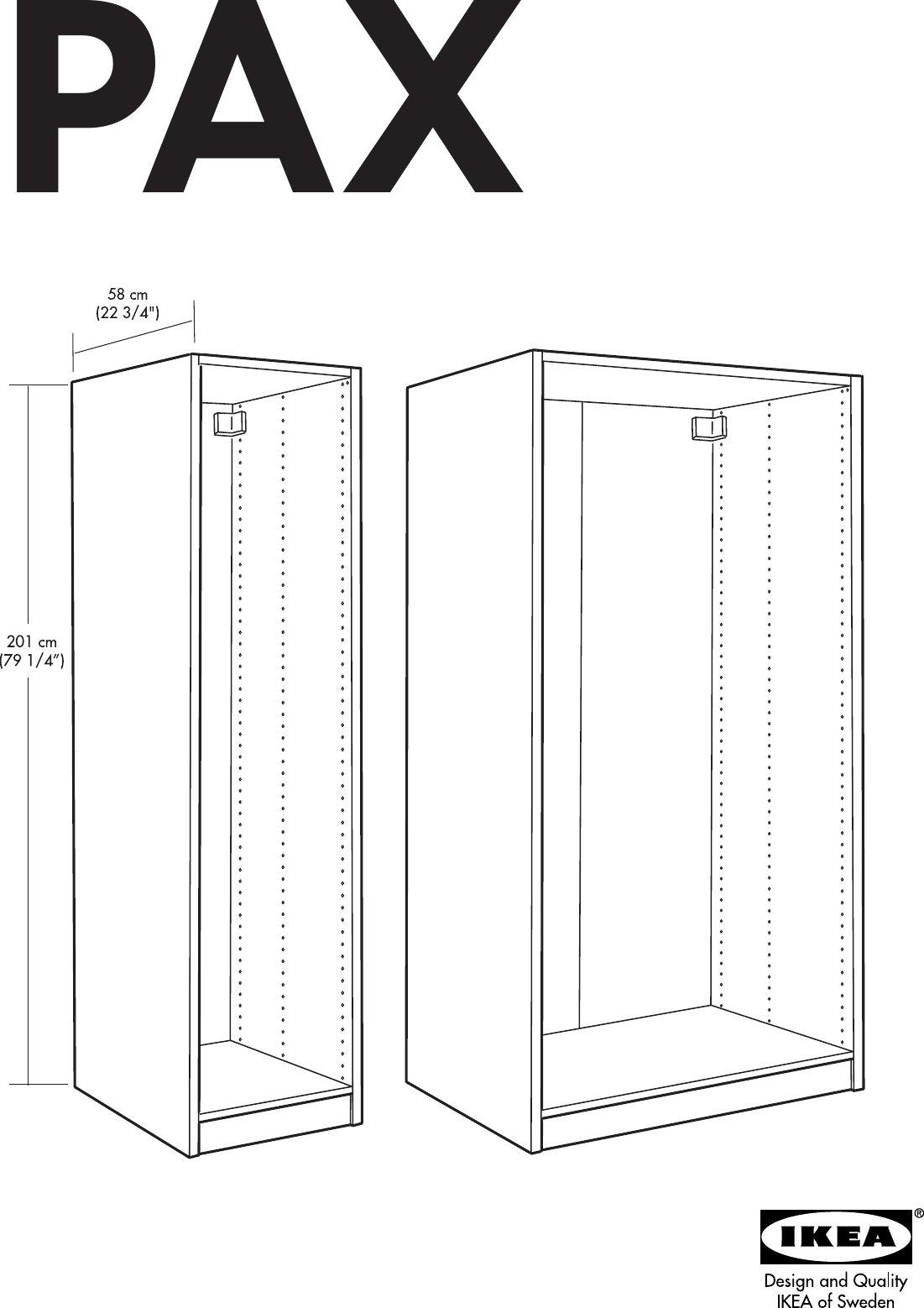 Ikea Pax Wardrobe Frame 20X23X79 Assembly Instruction